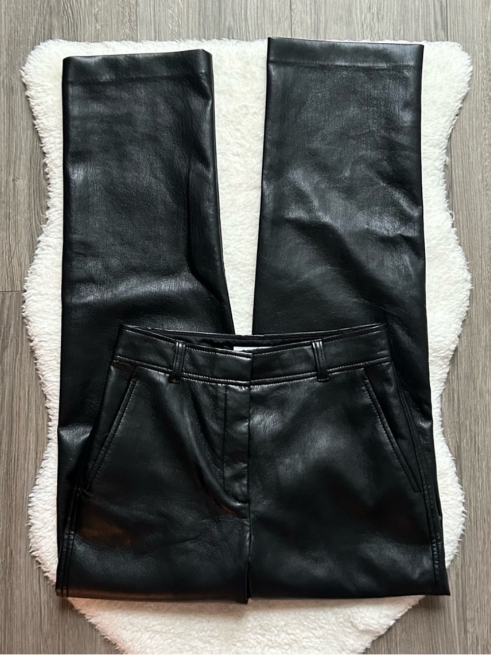Aritzia Babaton Black Faux Leather Straight Pants